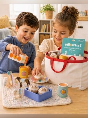 Pillowfort Pretend Breakfast Play Set - White, Red, Blue, Yellow, Orange NWT